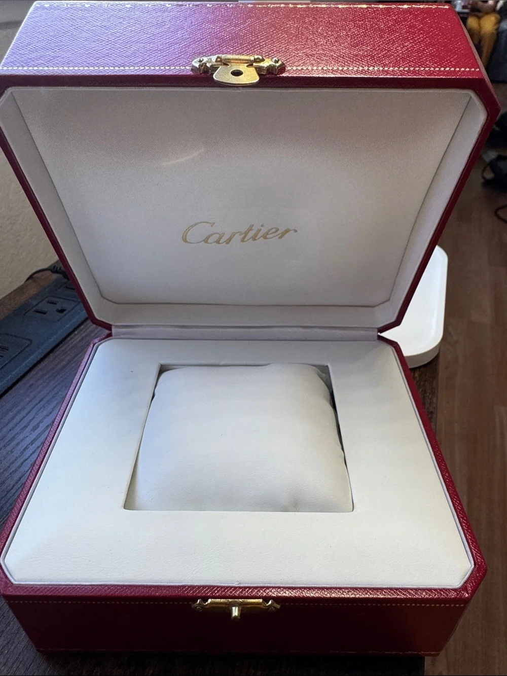 Cartier Red Decorative Jewelry Storage Box with Gold Trim with book